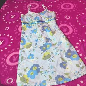 Girls Old Navy Blue Green Floral Dress Spaghetti Strap Size 8 Easter, Spring